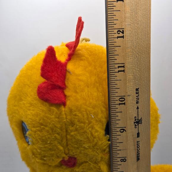 Vintage 1980s Plush Chick Yellow Stuffed Animal in Blue Gingham Romper Haiti - Picture 11 of 13